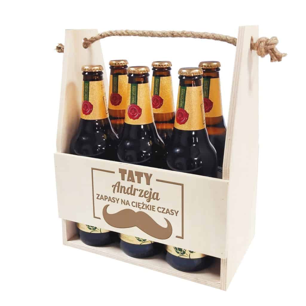 Nosidło drewniane sznurek na alkohol piwo pojemnik grawer na Dzień Ojca