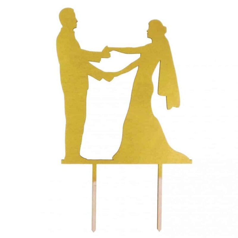 Drewniany topper na tort w kolorze złotym na ślub, wesele
