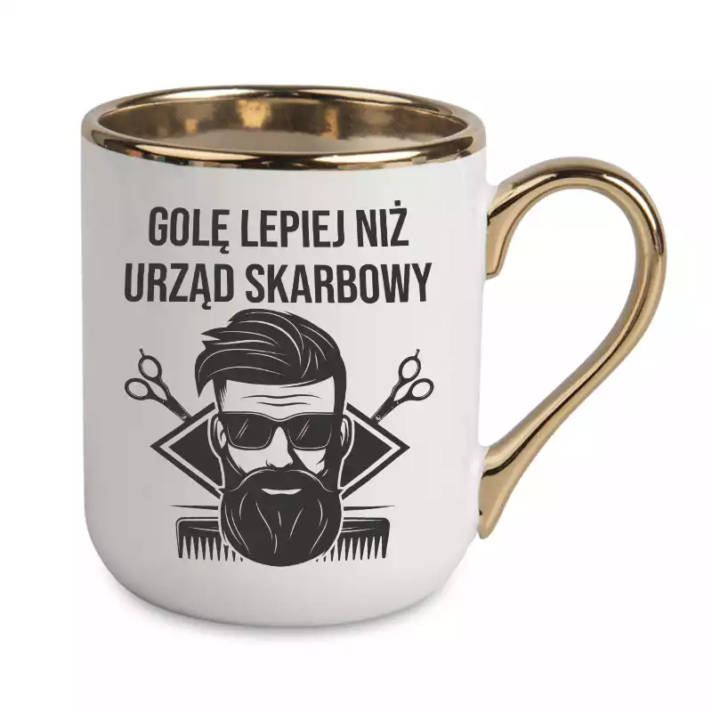 Kubek na prezent dla barbera fryzjera z zabawnym tekstem super upominek do pracy