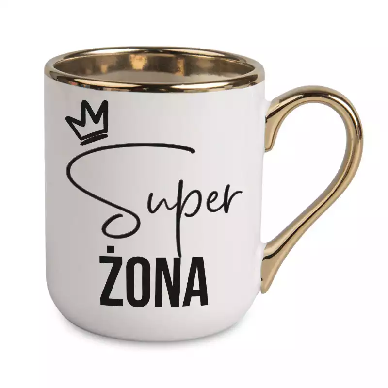 Elegancki kubek SUPER ŻONA super na prezent dla ukochanej