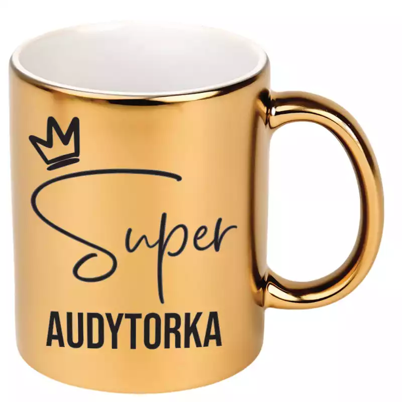 Złoty kubek SUPER AUDYTORKA elegancki prezent upominek