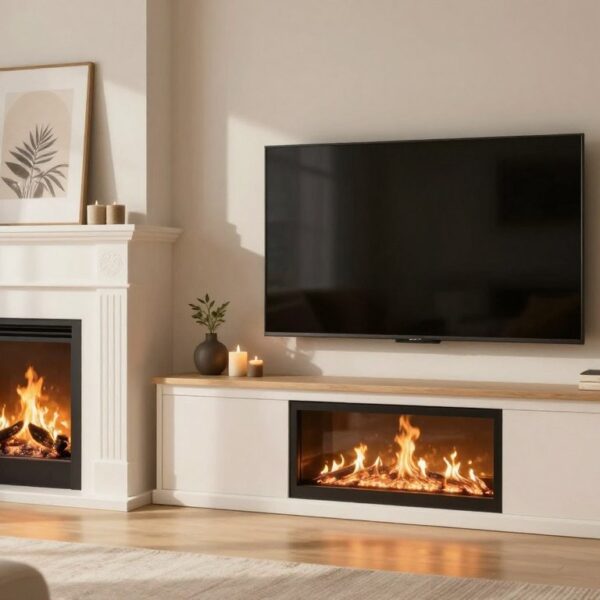 Kominek obok telewizora – jak zaplanować bezpieczną i estetyczną zabudowę