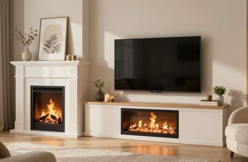 Kominek obok telewizora