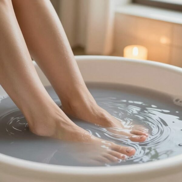 Moczenie nóg w szarym mydle