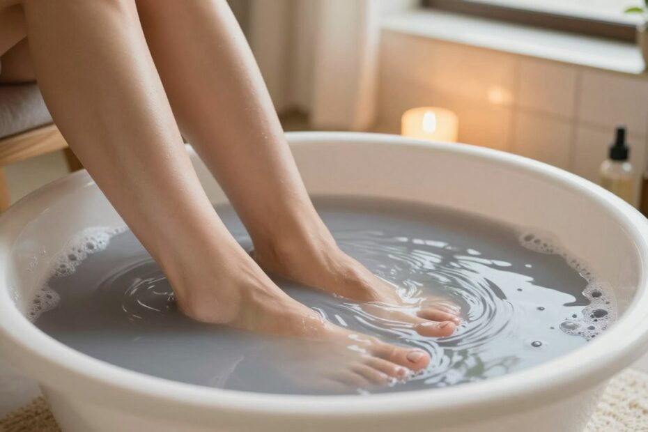 Moczenie nóg w szarym mydle