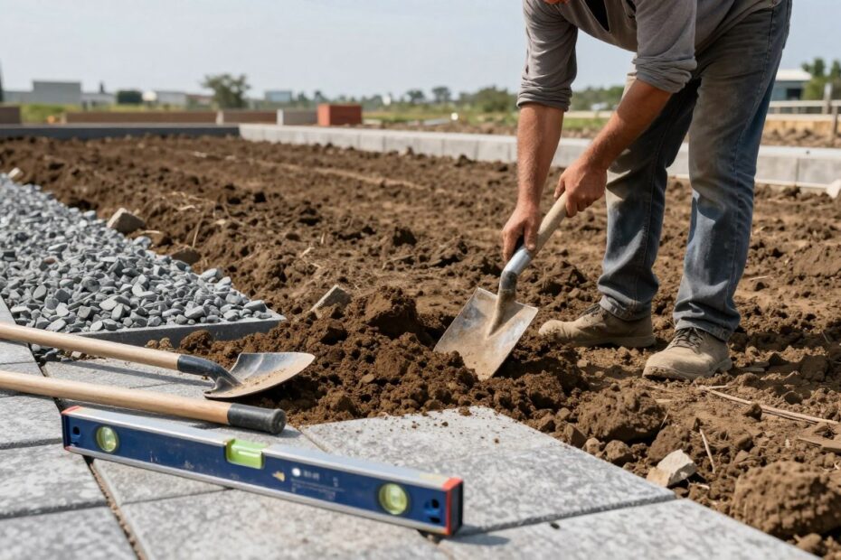 Przygotowanie podłoża pod kostkę brukową