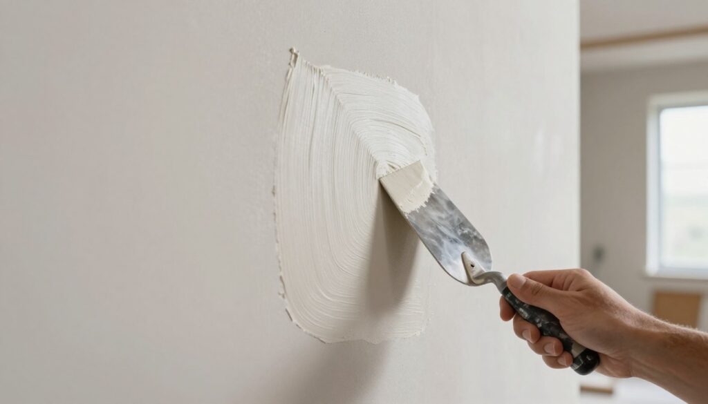 A close-up view of a smooth, freshly applied plaster surface on a gypsum board, showcasing the texture and quality of the finish. In the foreground, there is a hand holding a trowel, expertly applying the plaster to the surface. The middle ground features the seamless transition of the plaster from the board to the wall, highlighting the careful craftsmanship involved. In the background, a well-lit, modern room setting emphasizes the professional atmosphere. Soft natural light filters through a nearby window, creating gentle shadows that accentuate the plaster's contours. The overall mood is one of professionalism and skill, demonstrating the benefits of using plaster on gypsum surfaces. A close-up view of a smooth, freshly applied plaster surface on a gypsum board, showcasing the texture and quality of the finish. In the foreground, there is a hand holding a trowel, expertly applying the plaster to the surface. The middle ground features the seamless transition of the plaster from the board to the wall, highlighting the careful craftsmanship involved. In the background, a well-lit, modern room setting emphasizes the professional atmosphere. Soft natural light filters through a nearby window, creating gentle shadows that accentuate the plaster's contours. The overall mood is one of professionalism and skill, demonstrating the benefits of using plaster on gypsum surfaces.